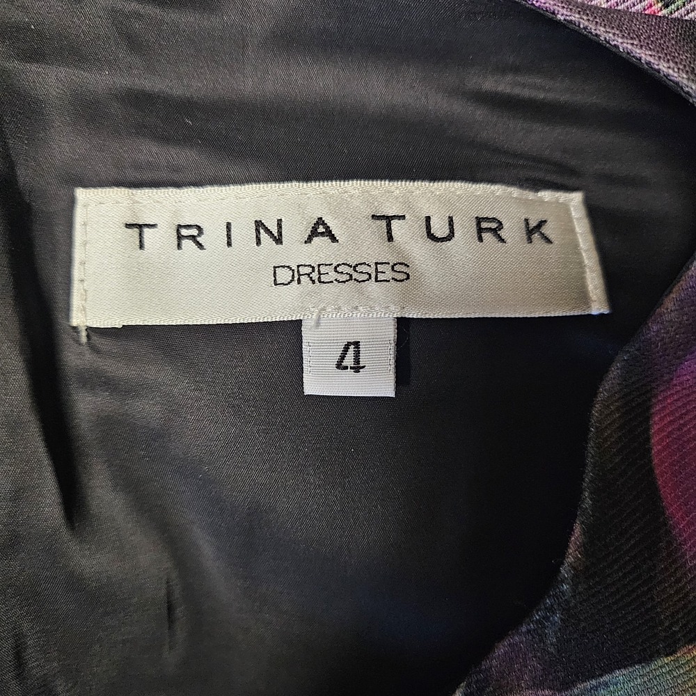 Trina Turk Watercolor Waterlily Black Floral Kurdson Sheath Dress Size 4‎ Office - Picture 7 of 8
